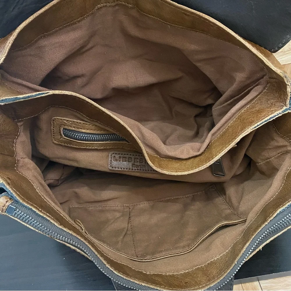 LIEBESKIND Berlin “Olivia” Two-tone Brown/Gray Flap Messenger Bag